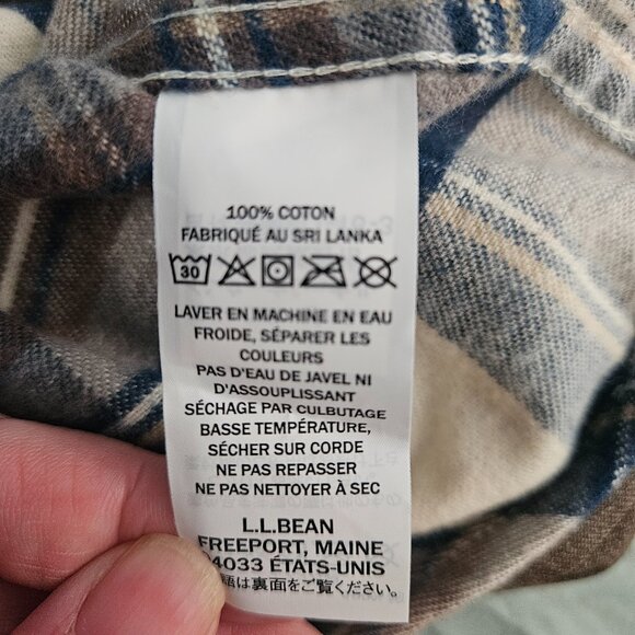 LL Bean Large Tall Plaid Flannel Button Down Cotton Shirt NWT - Picture 7 of 7